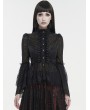 Devil Fashion Black Vintage Gothic Lace Long Trumpet Sleeve Shirt for Women