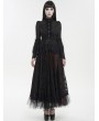 Devil Fashion Black Vintage Gothic Lace Long Trumpet Sleeve Shirt for Women