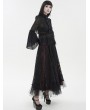 Devil Fashion Black Vintage Gothic Lace Long Trumpet Sleeve Shirt for Women