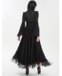 Devil Fashion Black Vintage Gothic Lace Long Trumpet Sleeve Shirt for Women