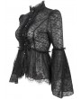 Devil Fashion Black Vintage Gothic Lace Long Trumpet Sleeve Shirt for Women