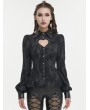 Devil Fashion Black Gothic Punk Heart Shaped Cutout Long Sleeve Blouse for Women