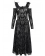 Devil Fashion Black Retro Gothic Pattern Sexy Cold Shoulder Long Sleeve Party Dress