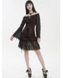 Devil Fashion Black and Red Gothic Off-the-Shoulder Lace Trumpet Sleeve Short Party Dress
