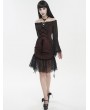 Devil Fashion Black and Red Gothic Off-the-Shoulder Lace Trumpet Sleeve Short Party Dress