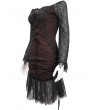 Devil Fashion Black and Red Gothic Off-the-Shoulder Lace Trumpet Sleeve Short Party Dress