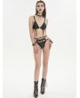 Devil Fashion Black Gothic Punk Patent Leather Two-Piece Sexy Lingerie Set