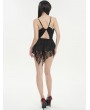 Devil Fashion Black Gothic Rose Pattern One-Piece Sexy Lace Chain Lingerie Dress