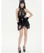 Devil Fashion Black Gothic Floral Lace Velvet One-Piece Sexy Lingerie Dress