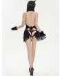 Devil Fashion Black Gothic Floral Lace Velvet One-Piece Sexy Lingerie Dress