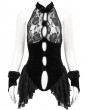 Devil Fashion Black Gothic Floral Lace Velvet One-Piece Sexy Lingerie Dress