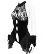 Devil Fashion Black Gothic Floral Lace Velvet One-Piece Sexy Lingerie Dress