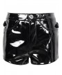 Devil Fashion Black Gothic Hollow Out Patent Leather Button Hot Pants