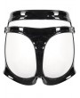 Devil Fashion Black Gothic Hollow Out Patent Leather Button Hot Pants