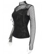 Devil Fashion Black Gothic Punk Skull Drawstring Long Sleeve Net Top for Women