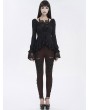 Devil Fashion Black Vintage Gothic Sexy Lace Fitted Irregular Shirt for Women