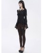 Devil Fashion Black Vintage Gothic Sexy Lace Fitted Irregular Shirt for Women
