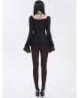 Devil Fashion Black Vintage Gothic Sexy Lace Fitted Irregular Shirt for Women