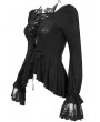 Devil Fashion Black Vintage Gothic Sexy Lace Fitted Irregular Shirt for Women