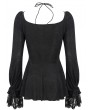 Devil Fashion Black Vintage Gothic Sexy Lace Fitted Irregular Shirt for Women