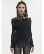 Devil Fashion Black Gothic Punk Chain Patterned Long Sleeve T-Shirt for Women