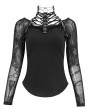 Devil Fashion Black Gothic Punk Chain Patterned Long Sleeve T-Shirt for Women