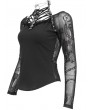 Devil Fashion Black Gothic Punk Chain Patterned Long Sleeve T-Shirt for Women