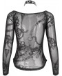 Devil Fashion Black Gothic Punk Chain Patterned Long Sleeve T-Shirt for Women