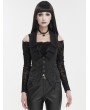 Devil Fashion Black Gothic Vintage Lace Trim Button Front Waistcoat for Women
