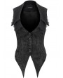 Devil Fashion Black Gothic Vintage Lace Trim Button Front Waistcoat for Women