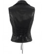 Devil Fashion Black Gothic Vintage Lace Trim Button Front Waistcoat for Women