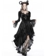 Dark in Love Black Gothic Spider Queen High-Low Velvet Party Dress