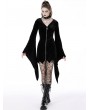 Dark in Love Black Gothic Cat Ear Long Bell Sleeves Hooded Mini Velvet Dress