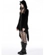 Dark in Love Black Gothic Cat Ear Long Bell Sleeves Hooded Mini Velvet Dress