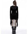 Dark in Love Black Gothic Cat Ear Long Bell Sleeves Hooded Mini Velvet Dress