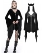 Dark in Love Black Gothic Cat Ear Long Bell Sleeves Hooded Mini Velvet Dress