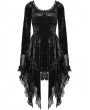 Dark in Love Black Gothic Dark Long Bell Sleeves Irregular Velvet Dress