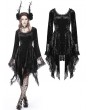 Dark in Love Black Gothic Dark Long Bell Sleeves Irregular Velvet Dress