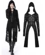 Dark in Love Black Gothic Decadent Ripped Zip Long Jacket for Women