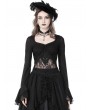 Dark in Love Black Romantic Gothic Lace Sexy Long Sleeve Top for Women