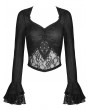 Dark in Love Black Romantic Gothic Lace Sexy Long Sleeve Top for Women