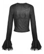 Dark in Love Black Romantic Gothic Lace Sexy Long Sleeve Top for Women