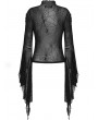 Dark in Love Black Gothic Spider Mesh Exaggerated Sleeves Top for Women