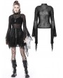 Dark in Love Black Gothic Spider Mesh Exaggerated Sleeves Top for Women