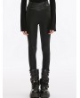 Punk Rave Black Gothic Street Fashion Cross Buckle Long Leather Pants for Women