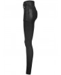 Punk Rave Black Gothic Street Fashion Cross Buckle Long Leather Pants for Women