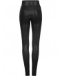 Punk Rave Black Gothic Street Fashion Cross Buckle Long Leather Pants for Women