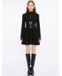 Punk Rave Black Gothic Cross Embroidered Basic Fit A Line Short Dress