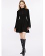 Punk Rave Black Gothic Cross Embroidered Basic Fit A Line Short Dress
