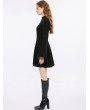 Punk Rave Black Gothic Cross Embroidered Basic Fit A Line Short Dress